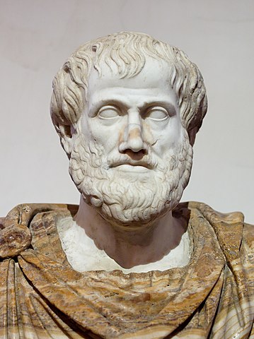A Roman copy of a marble bust of Aristotle by an unknown artist, date unknown. The original was made by Lysippos in 330 BCE